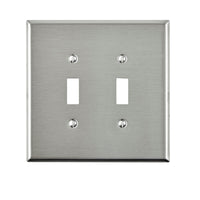 Leviton Silver 2 gang Stainless Steel Toggle Oversized Wall Plate 1 pk