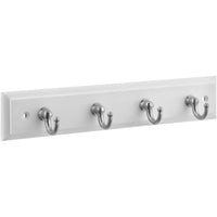 B8175 8-3/4" x 7/10" x 2/5" Keytidy with 4 Key Hooks - Satin Nickel with White Rail