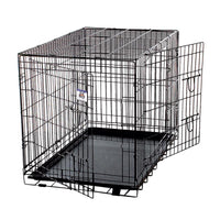 Pet Lodge Large Metal Double Door Dog Crate Black 27 in. H X 24 in. W X 36 in. D