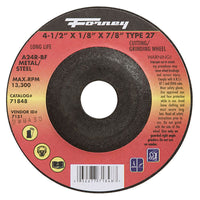 Forney 4-1/2 in. D X 7/8 in. in. Metal Grinding Wheel