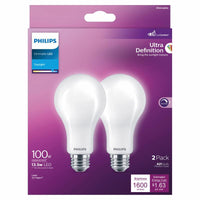 Philips Ultra Definition A21 E26 (Medium) LED Bulb Daylight 100 Watt Equivalence 2 pk