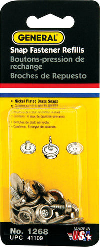 General 3/8 in. D Brass Screw Snap Fastener Refill 6 pk