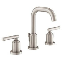 SPOT RESIST BRUSHED NICKEL TWO-HANDLE HIGH ARC BATHROOM FAUCET