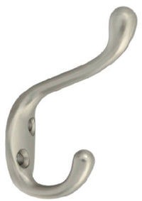 National Hardware 3.3 in. L Satin Nickel Silver Zinc Coat/Hat Hook 75 lb. cap. 1 pk