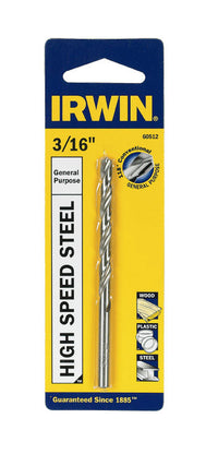 Irwin 3/16 in. X 2-3/16 in. L High Speed Steel Drill Bit 1 pc