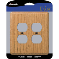 Amerelle Contemporary Light Brown 2 gang Oak Wood Duplex Wall Plate 1 pk