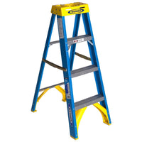 Werner Blue 250 lbs. Capacity Fiberglass Single-Sided Type I Step Ladder 4 H ft. x 19 W in.