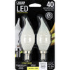 Feit CA10 (Flame Tip) E12 (Candelabra) LED Bulb Soft White 40 Watt Equivalence 2 pk - Deal of The Week