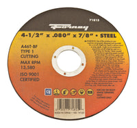 Forney 4-1/2 in. D X 7/8 in. Aluminum Oxide Metal Cut-Off Wheel 1 pc