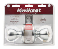 Kwikset  Tylo  Satin Chrome  Entry Knobs  ANSI/BHMA Grade 3  1-3/4 in.