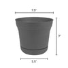 Bloem 7 in. Dia. Polyresin Saturn Planter Charcoal