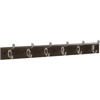 DPV8170 27â€ x 2-3/4" x 3/5" Hookrail with 6 Coat Hooks - Satin Nickel with Dark Brown Rail