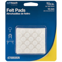 Softtouch Felt Self Adhesive Bumper Pad White Round 3/8 in. W X 3/8 in. L 84 pk