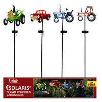 Alpine Solaris Assorted Metal 36 in. H Vintage Farm Vehicle Solar Garden Stake (Pack of 12)