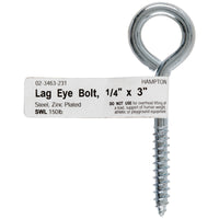 Hampton 1/4 in. x 3 in. L Zinc-Plated Steel Lag Thread Eyebolt (Pack of 10)