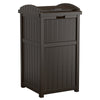 Suncast Trash Hideaway Java Resin 30 gal. Capacity Garbage Can 31.63 H x 15.75 W x 16 D in.