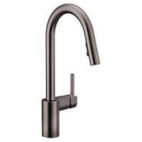 Black stainless one-handle high arc pulldown kitchen faucet