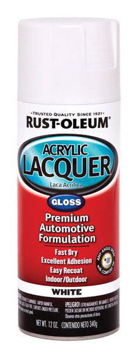 Rust-Oleum Automotive Lacquer Gloss White Acrylic Lacquer Spray Paint 12 oz (Pack of 6)