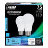 Feit Enhance A19 E26 (Medium) LED Bulb Daylight 75 Watt Equivalence 2 pk