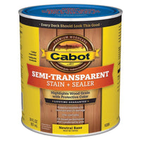 Cabot Semi-Transparent Tintable 16306 Neutral Base Oil-Based Deck and Siding Stain 1 qt. (Pack of 4)