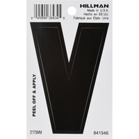 Hillman 3 in. Black Vinyl Self-Adhesive Letter V 1 pc (Pack of 6)