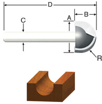 Vermont American 5/8 in. D X 5/8 in. X 1-3/4 in. L Carbide Tipped Core Box Router Bit