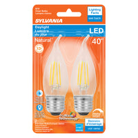 Sylvania Natural B10 E26 (Medium) LED Bulb Daylight 40 Watt Equivalence 2 pk