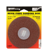 Forney 4.5 in. Aluminum Oxide Adhesive Sanding Disc 36 Grit 3 pk