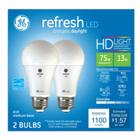 GE Lighting Refresh A21 E26 (Medium) LED Bulb Daylight 75 Watt Equivalence 2 pk