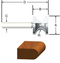 Vermont American 7/8 in. D X 1/8 in. X 1-1/2 in. L Carbide Tipped Bull Nose Router Bit