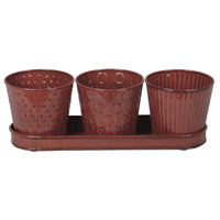 Robert Allen 4 in. H X 4.25 in. W Metal Concord Garden Planter Set Red