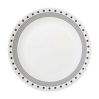 Corelle Livingware Black/White Glass City Block Dinner Plate 10-1/4 in. D 1 pk