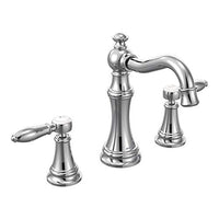 Chrome two-handle high arc bathroom faucet