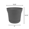 Bloem 12 in. Dia. Polyresin Saturn Planter Charcoal