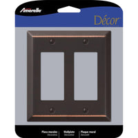 Amerelle Century Aged Bronze 2 gang Stamped Steel Decorator Wall Plate 1 pk