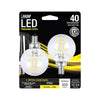 Feit G16.5 E12 (Candelabra) LED Bulb Soft White 40 Watt Equivalence 2 pk