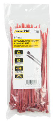 Standard Duty Cable Tie, Red, 8-In., 100-Pk.