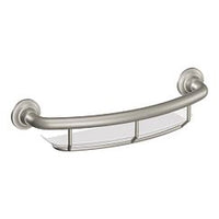 BRUSHED NICKEL 16" GRAB BAR WITH SHELF