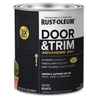 Rust-Oleum Stops Rust Satin Black Tint Base Door Paint Exterior and Interior 1 qt (Pack of 2)