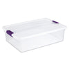 Sterilite 17551706 32 Quart ClearView Latchâ„¢ Storage Box With Sweet Plum Latches (Pack of 6)