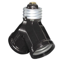 Leviton Plastic Medium Base Twin Light Socket Adapter 1 pk