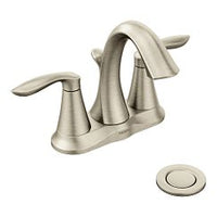 Brushed nickel two-handle high arc bathroom faucet