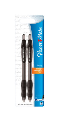 Papermate Profile Black Retractable Ball Point Pen 2 pk