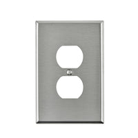 Leviton Silver 1 gang Stainless Steel Duplex Oversized Wall Plate 1 pk