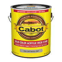 Cabot Solid 1844 Driftwood Gray Water-Based Acrylic Deck Stain 1 gal. (Pack of 4)