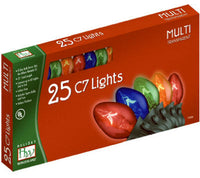 Christmas Lights Set, Multi-Color, C7 Transparent, 25-Ct.