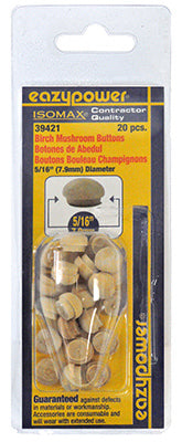 Dowel Plug, Mushroom, 5/16-In., 20-Pk.