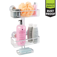 iDesign Metro 18 in. H X 5.25 in. W X 10.5 in. L Silver 3-Tier Corner Shower Caddy