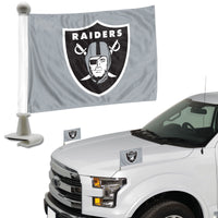 NFL - Las Vegas Raiders Gray Ambassador Car Flags - 2 Pack