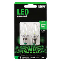 Feit Electric C7 E12 (Candelabra) LED Bulb Green 0.1 Watt Equivalence 2 pk